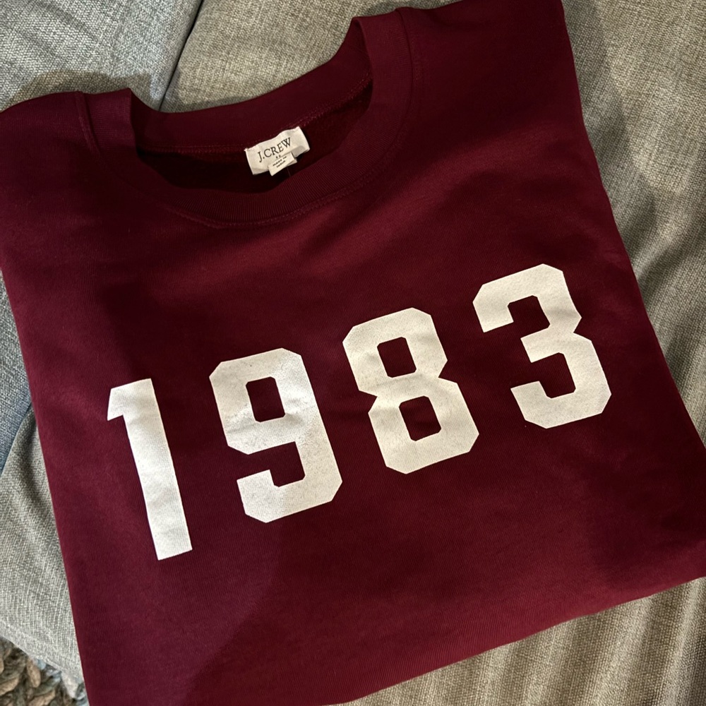 SOLD OUT BNWT J. Crew Women’s 1983 Maroon Sweatshirt